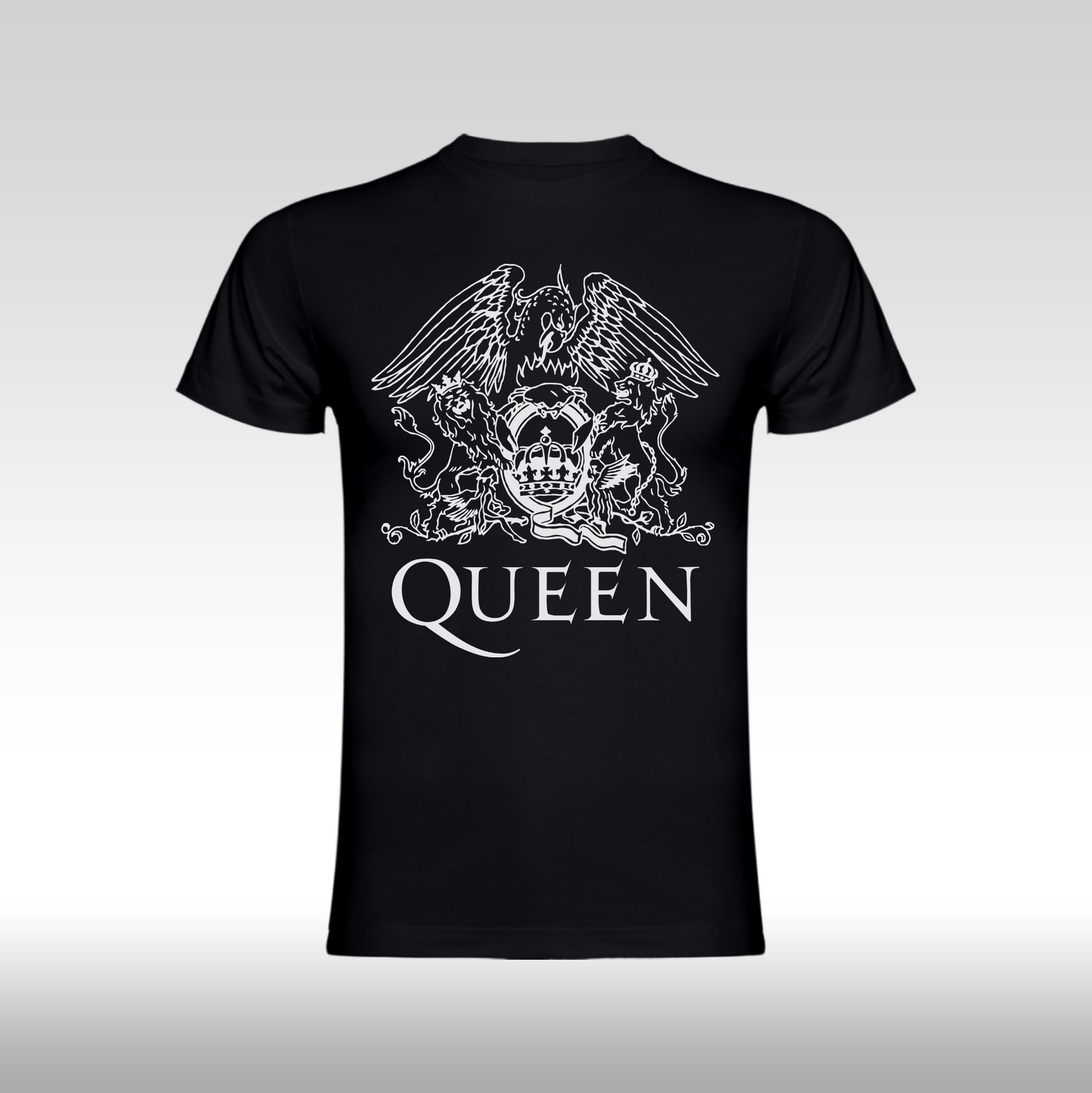 Tricou Negru personalizat bumbac rock "Queen Emblem" streetwear
