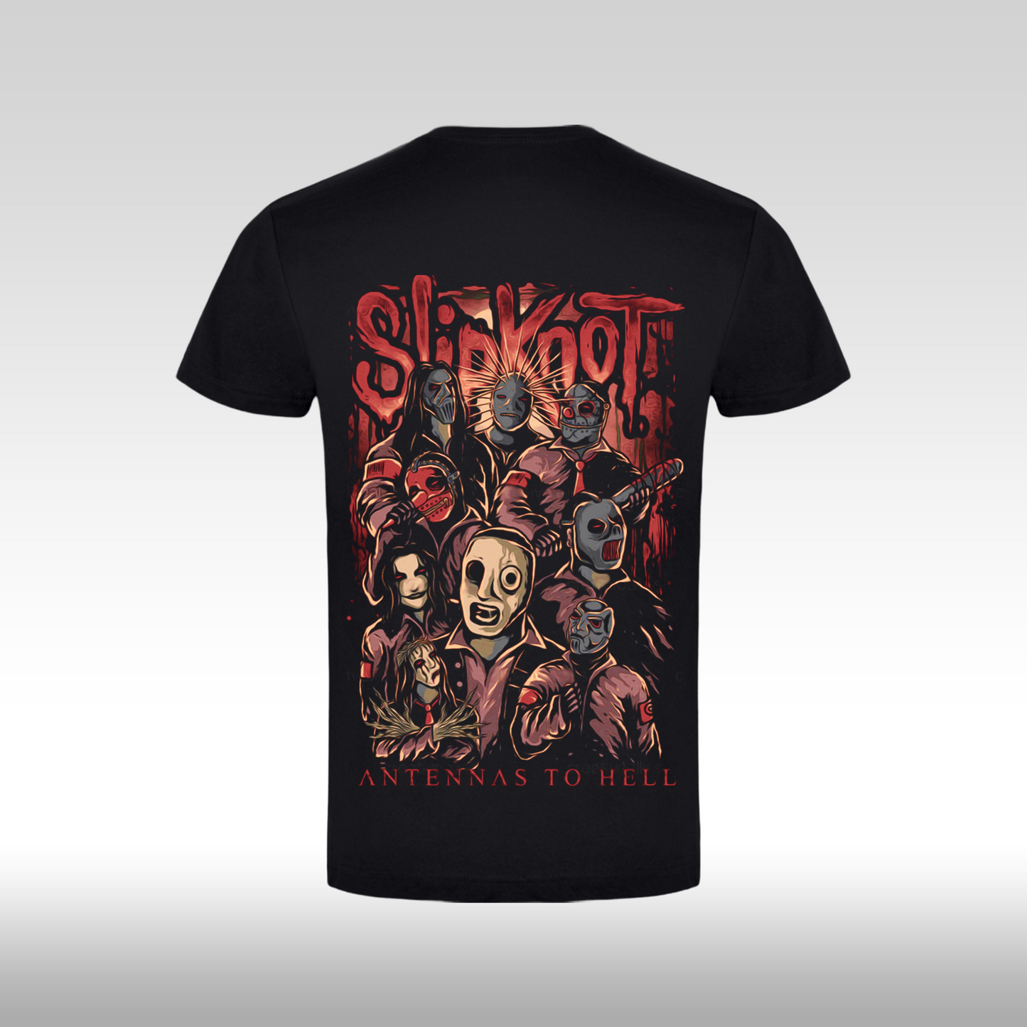 Tricou Negru personalizat bumbac spate urban "Slipknot Antennas to Hell" streetwear
