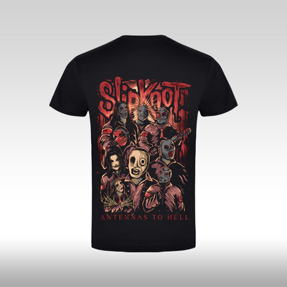 Tricou Negru personalizat bumbac spate urban "Slipknot Antennas to Hell" streetwear
