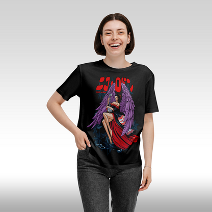 Tricou Negru personalizat bumbac Fata dama anime "Nico Robin Red Dress" streetwear
