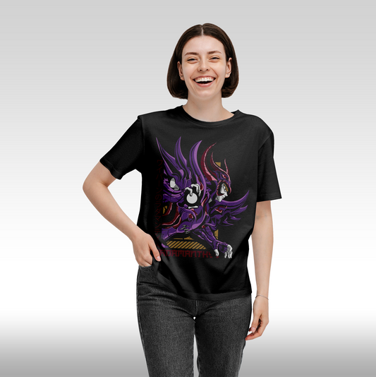 Tricou Negru personalizat bumbac Fata dama anime "Radamanthys" streetwear
