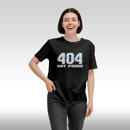 Tricou Negru personalizat bumbac Fata dama gaming "404 Not Found" streetwear
