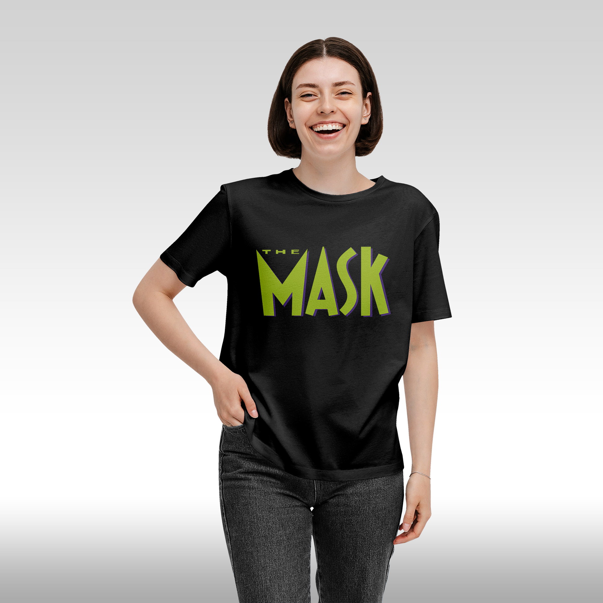Tricou Negru personalizat bumbac Fata dama masca "The Mask Funko" streetwear
