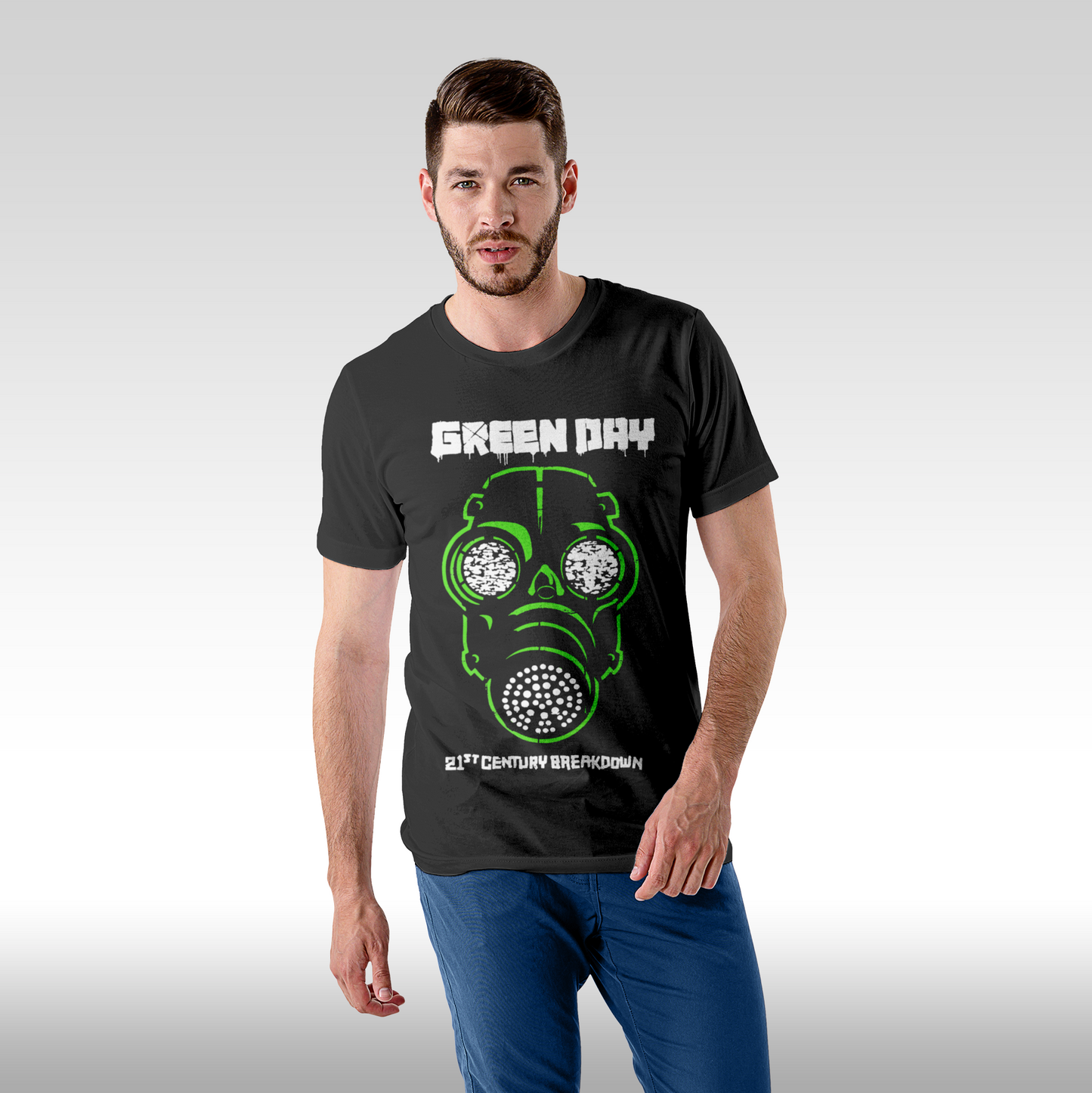 Tricou Negru personalizat bumbac Fata Barbat urban "Green Day" streetwear
