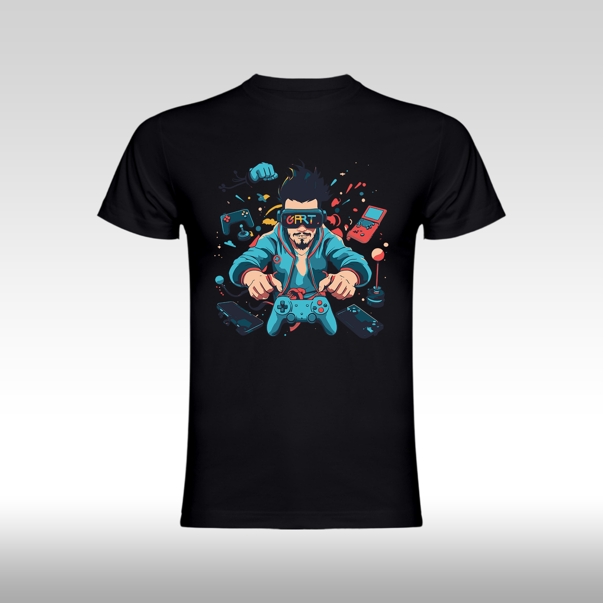 Tricou Negru personalizat bumbac Fata gaming "G-ART" streetwear

