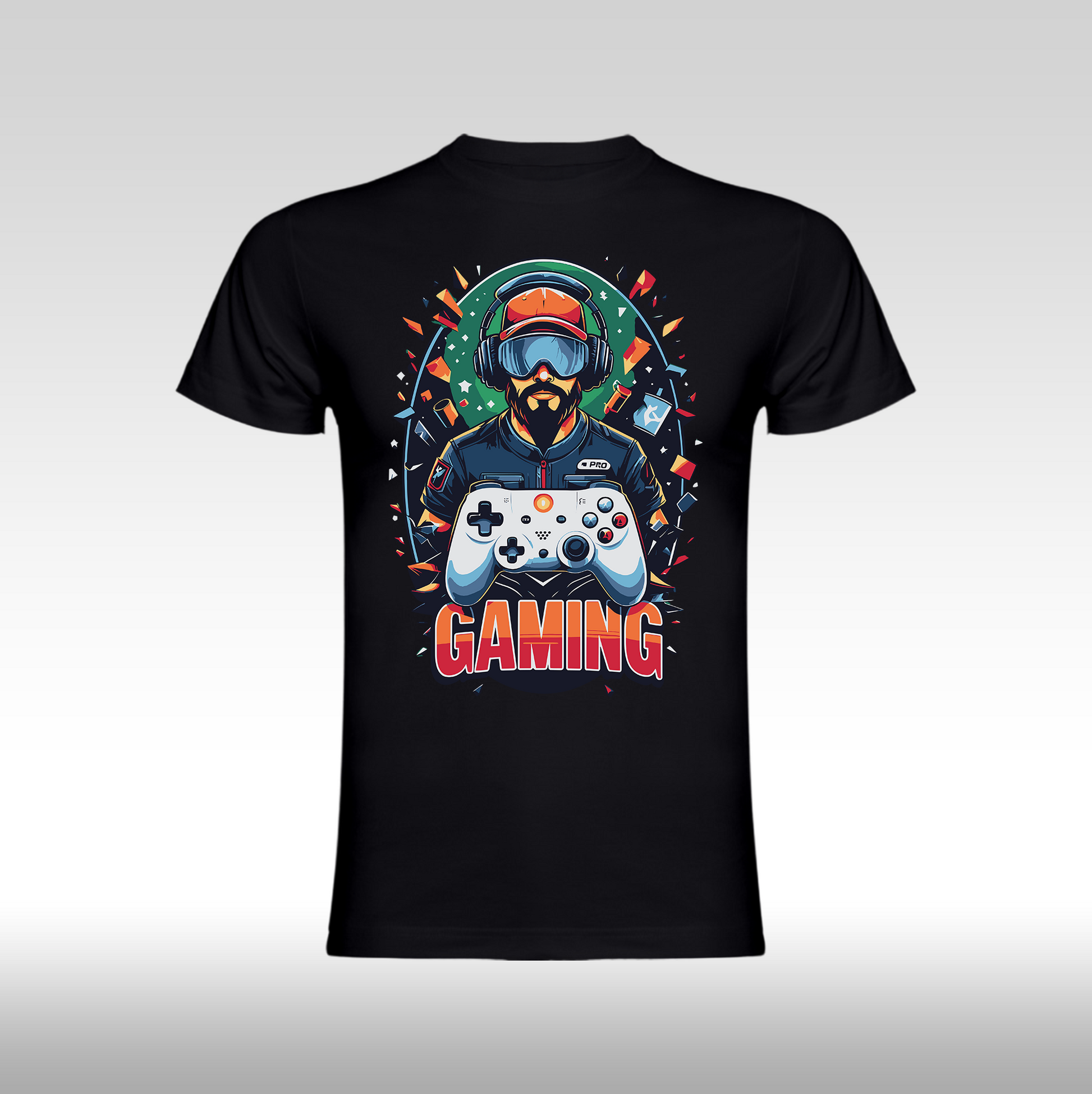 Tricou Negru personalizat bumbac Fata gaming "Gaming Pro" streetwear
