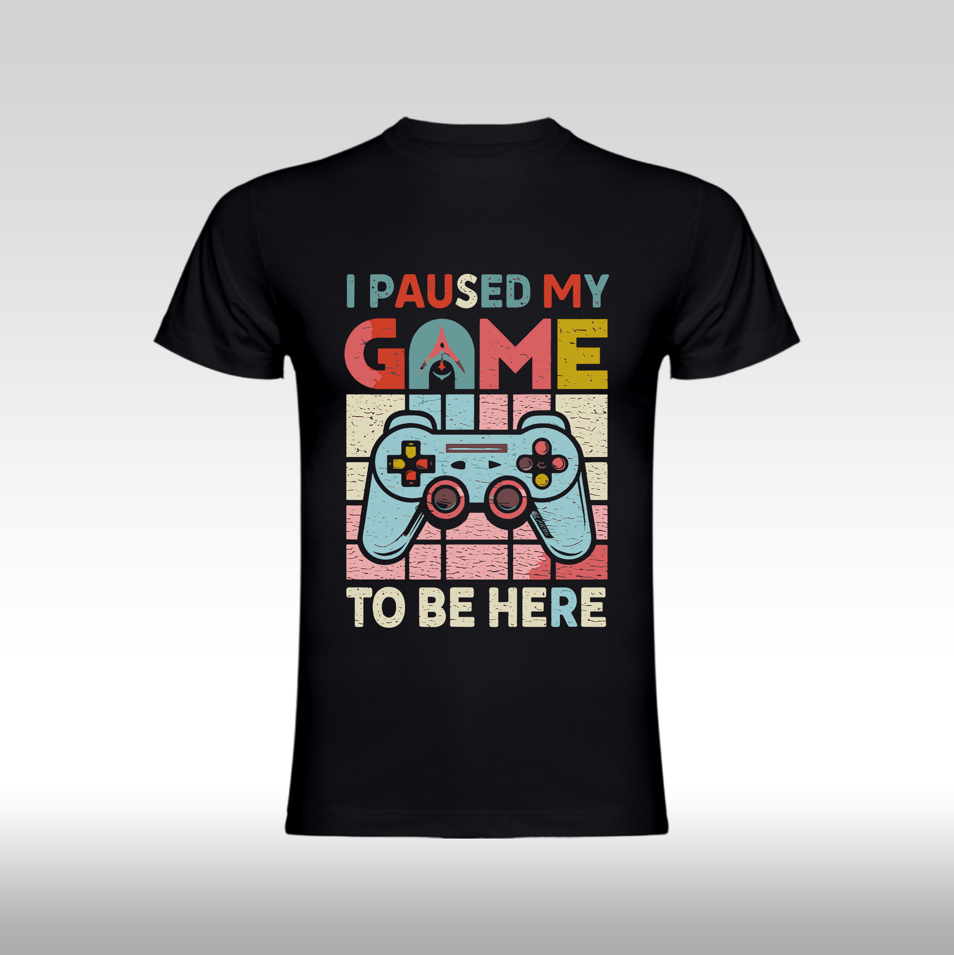 Tricou Negru personalizat bumbac Fata gaming "I Paused My Game To Be Here" streetwear
