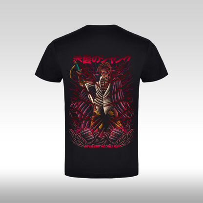 Tricou Negru personalizat bumbac Spate anime "Akagami No Shanks" streetwear