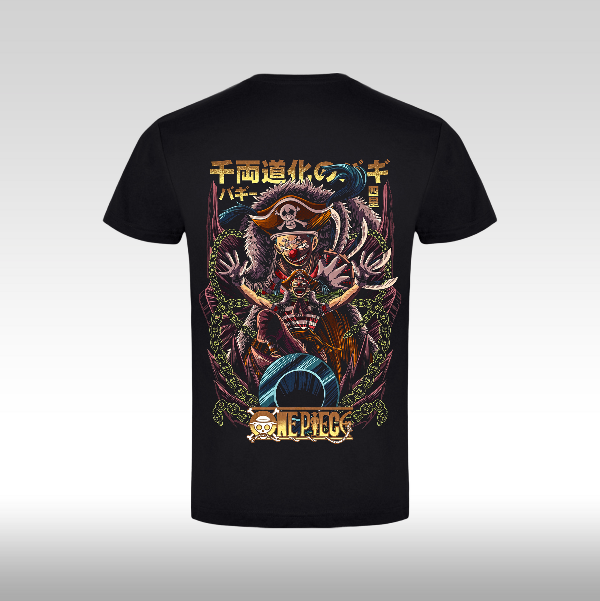 Tricou Negru personalizat bumbac Spate anime "Buggy" streetwear