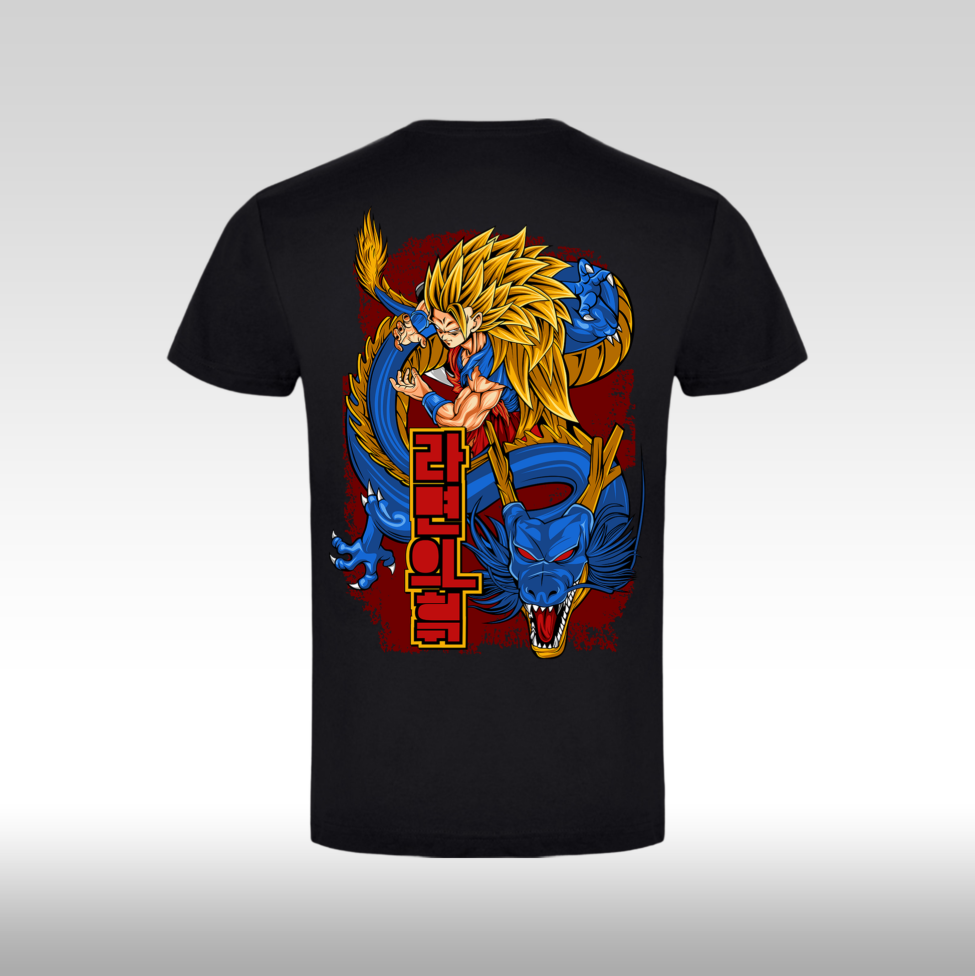 Tricou Negru personalizat bumbac Spate anime "Goku Super Sayan-Jin 3" streetwear