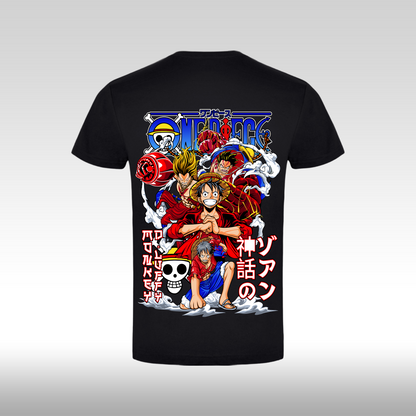 Tricou Negru personalizat bumbac Spate anime "One Piece: Monkey D. Luffy"  streetwear