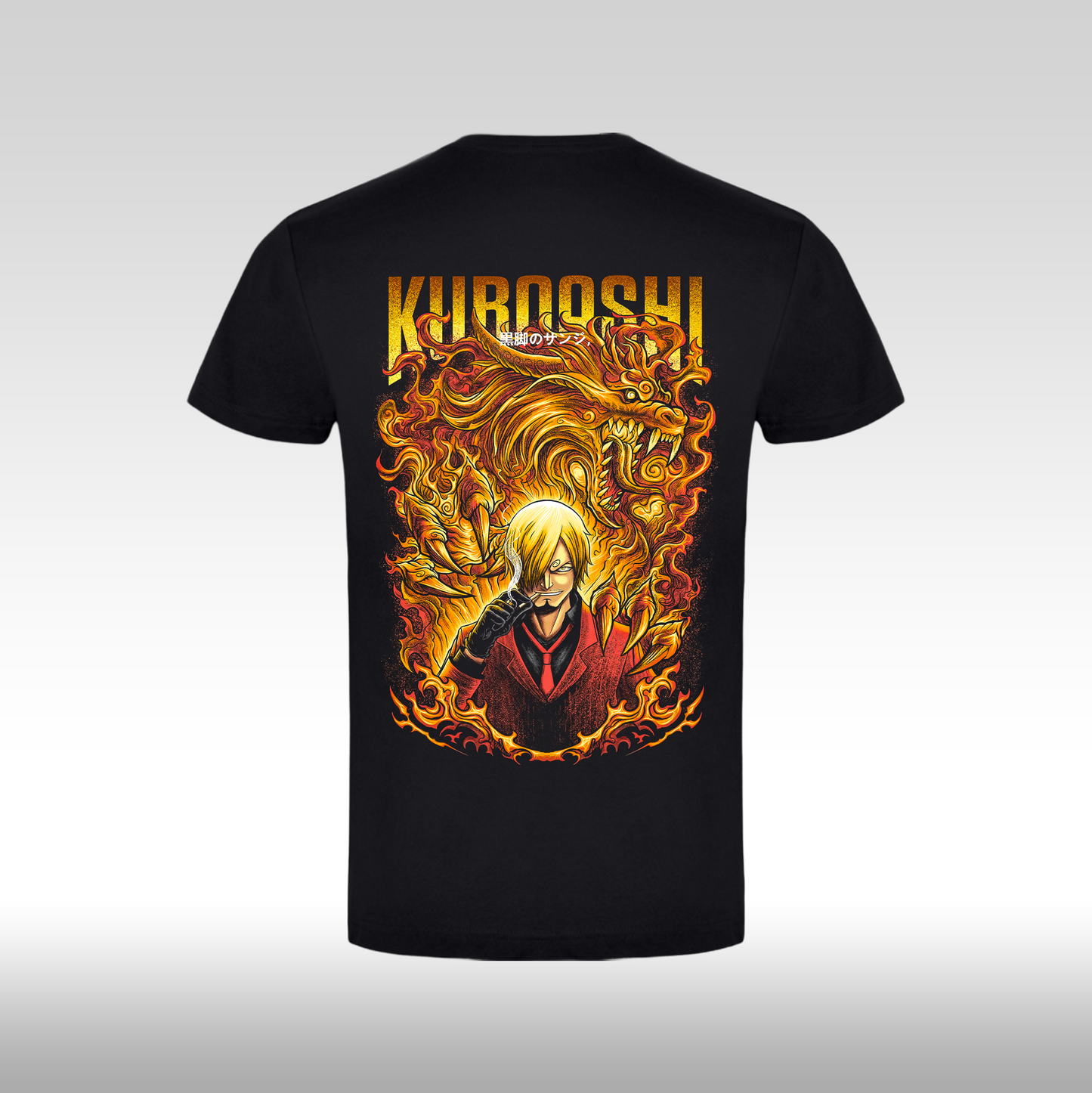 Tricou Negru personalizat bumbac Spate anime "Sanji Kuroashi" streetwear