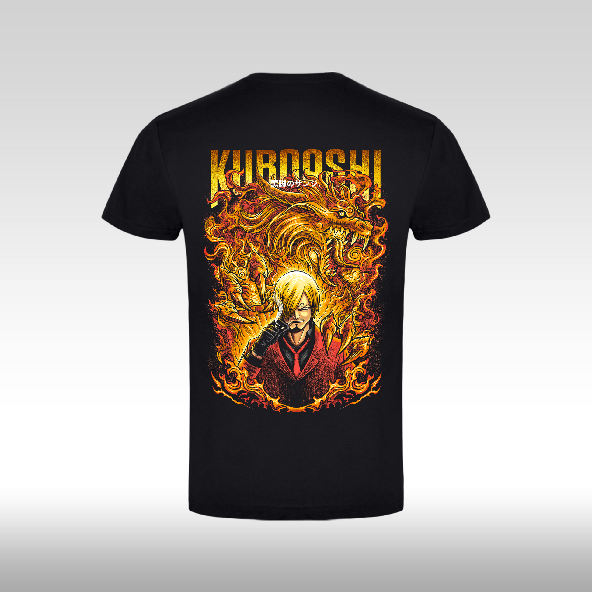 Tricou Negru personalizat bumbac Spate anime "Sanji Kuroashi" streetwear