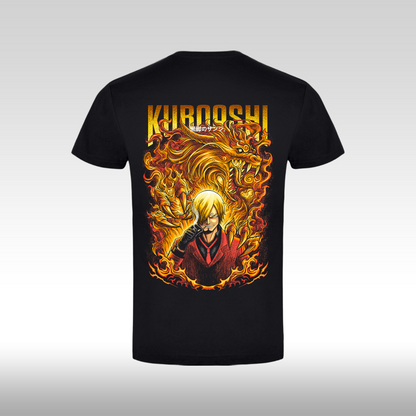 Tricou Negru personalizat bumbac Spate anime "Sanji Kuroashi" streetwear