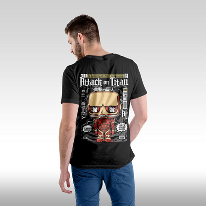 Tricou Negru personalizat bumbac Spate barbat urban "Attack on Titan" streetwear