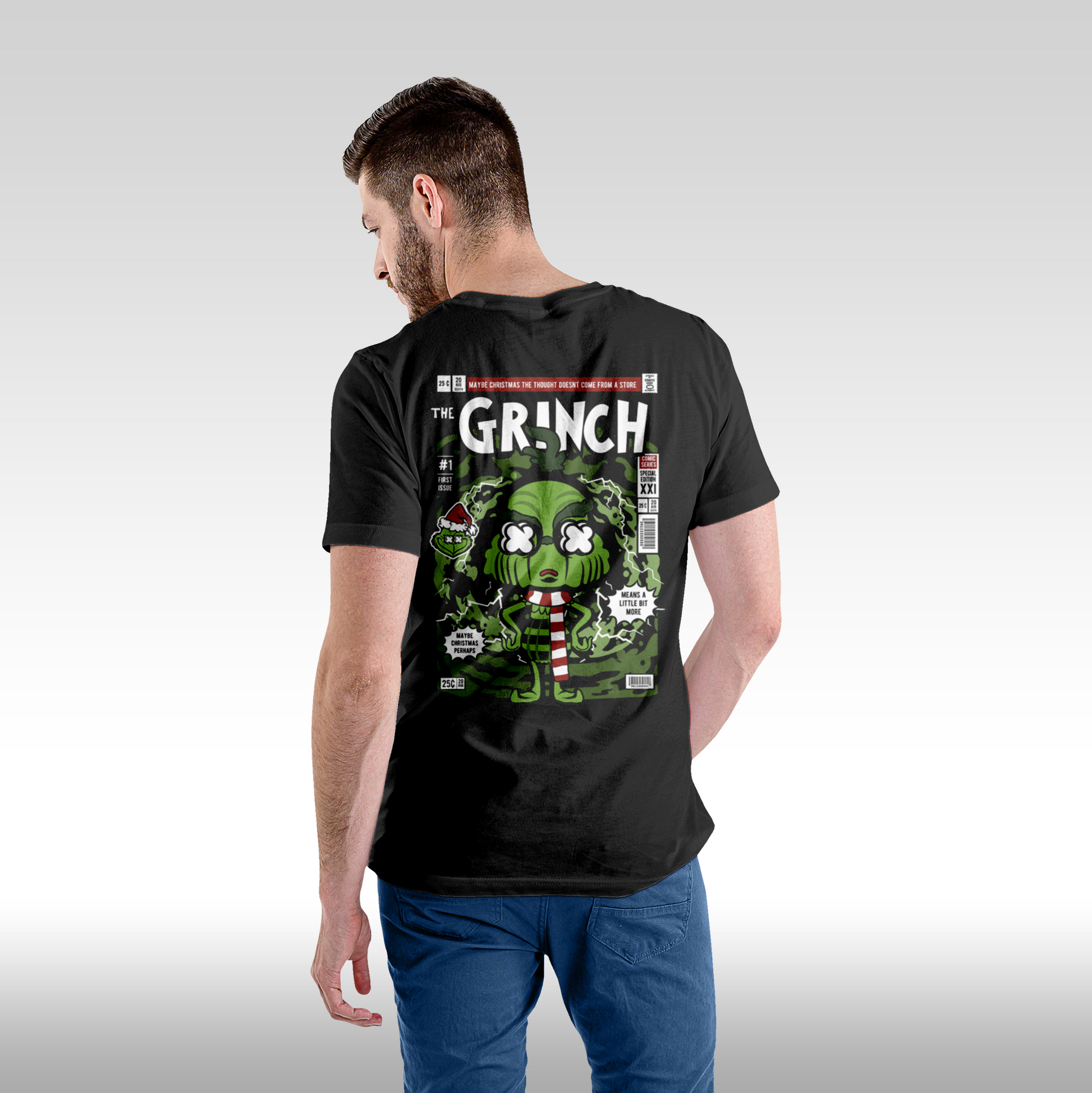 Tricou Negru personalizat bumbac spate Barbat craciun "Grinch Funko" streetwear
