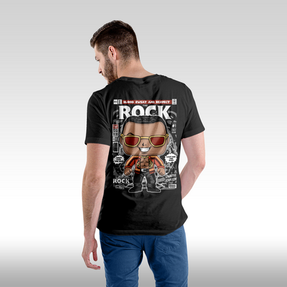 Tricou Negru personalizat bumbac Spate barbat dwayne "The Rock Funko" streetwear