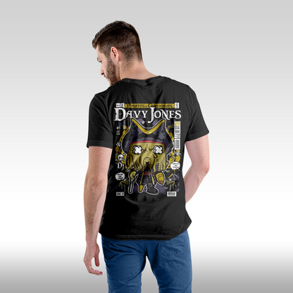 Tricou Negru personalizat bumbac Spate Barbat pirates "David Jones" streetwear
