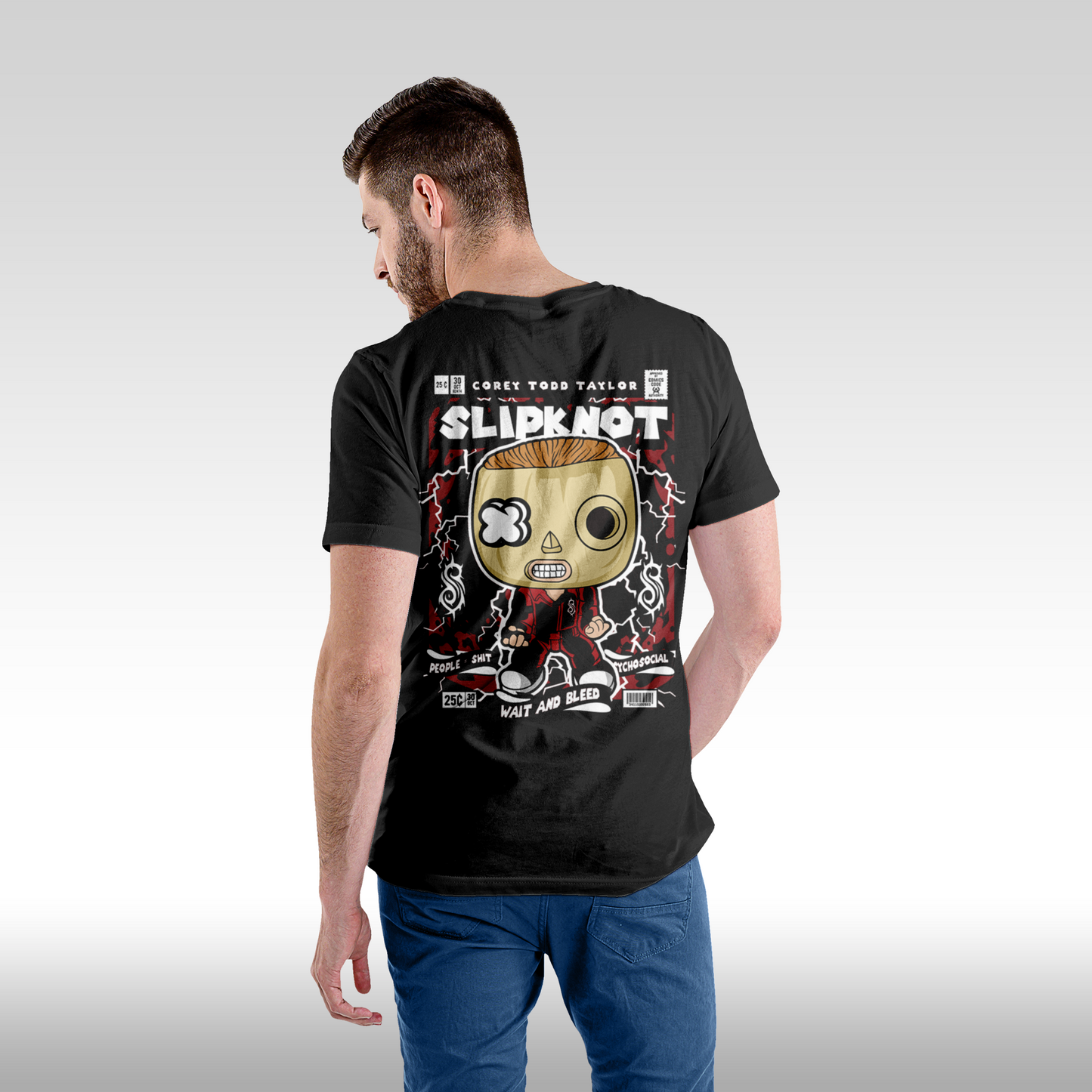 Tricou Negru personalizat bumbac Spate Barbat urban "Attack on Titan" streetwear
