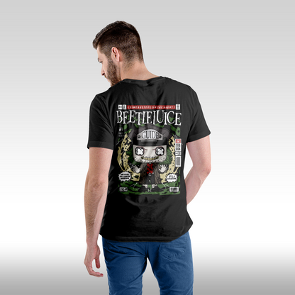 Tricou Negru personalizat bumbac Spate barbat urban "Beetlejuice" streetwear