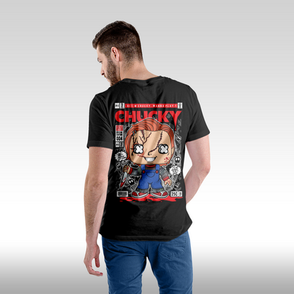 Tricou Negru personalizat bumbac Spate Barbat urban "Chucky" streetwear
