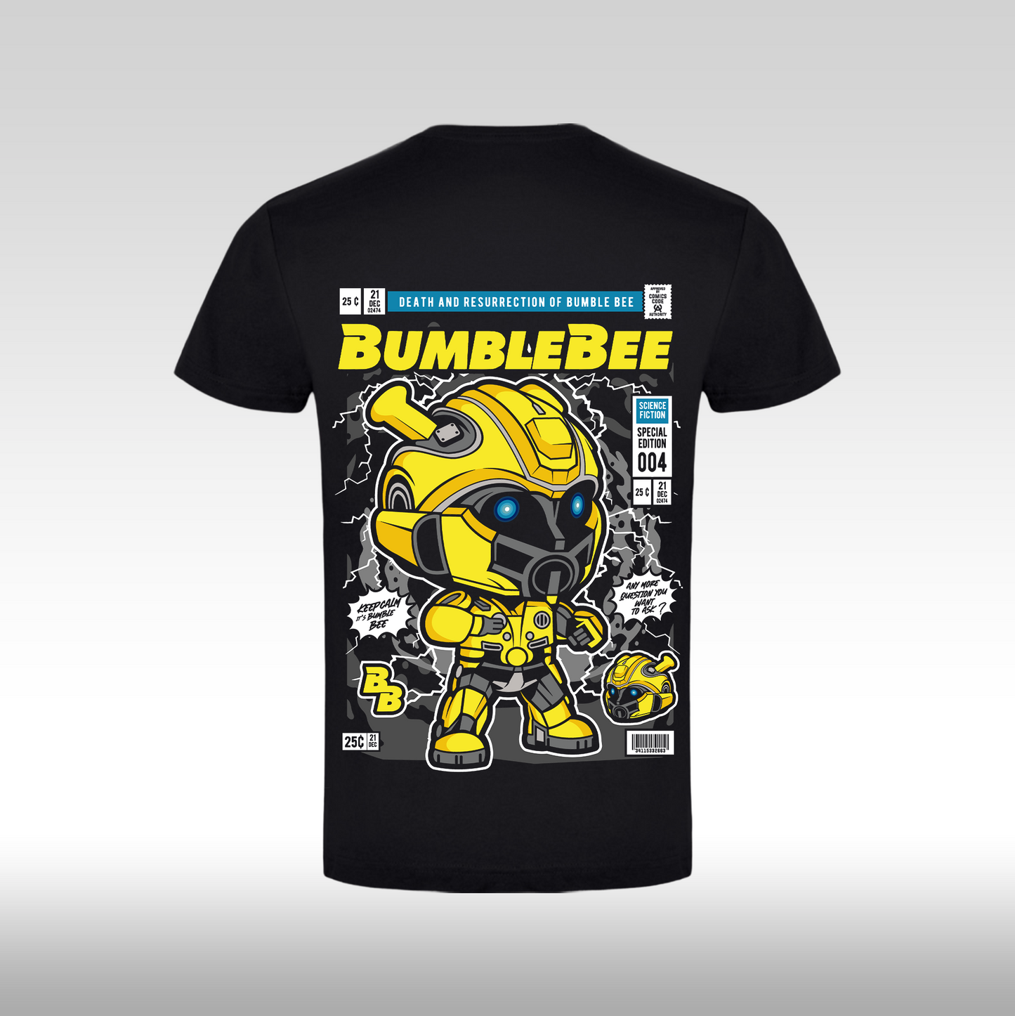 Tricou Negru personalizat bumbac Spate urban "BumbleBee" streetwear
