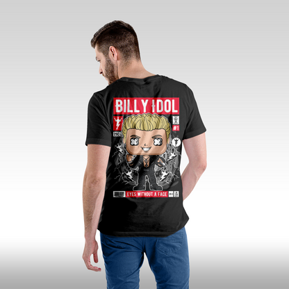 Tricou Negru personalizat bumbac Spate Barbat rock "Billy Idol" streetwear
