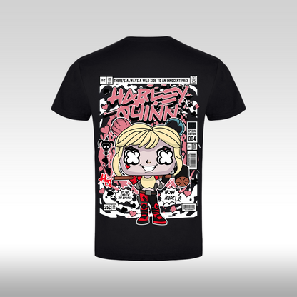 Tricou Negru personalizat bumbac Spate batman "Harley Quinn Funko" streetwear
