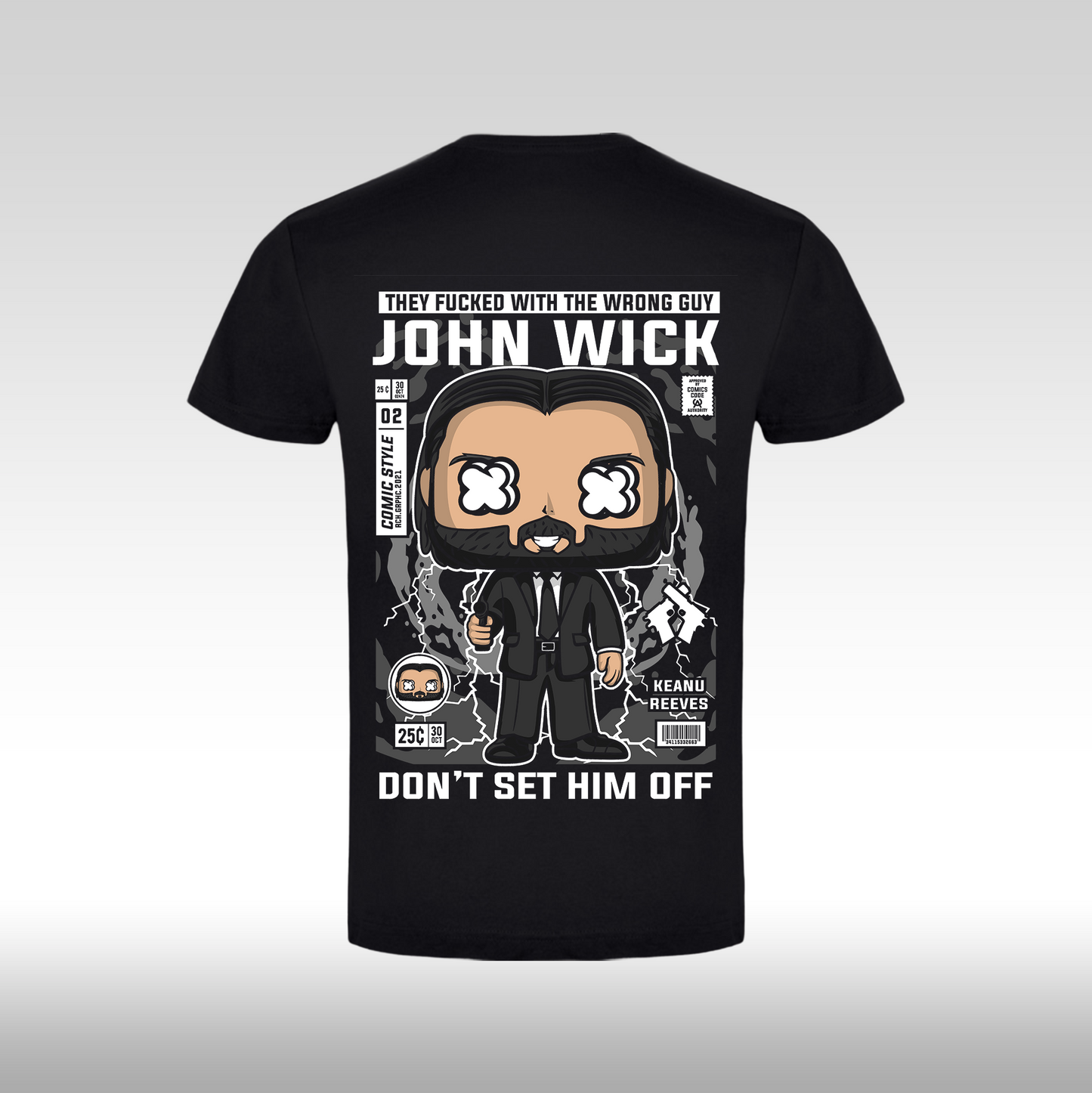 Tricou Negru personalizat bumbac Spate colectie "John Wick Funko" streetwear
