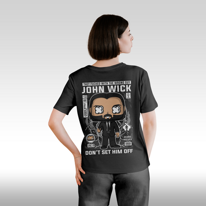 Tricou Negru personalizat bumbac Spate dama colectie "John Wick Funko" streetwear

