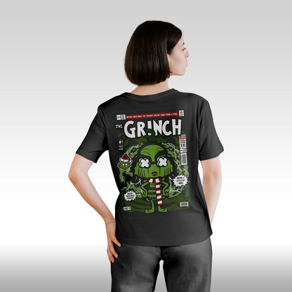 Tricou Negru personalizat bumbac spate dama craciun "Grinch Funko" streetwear
