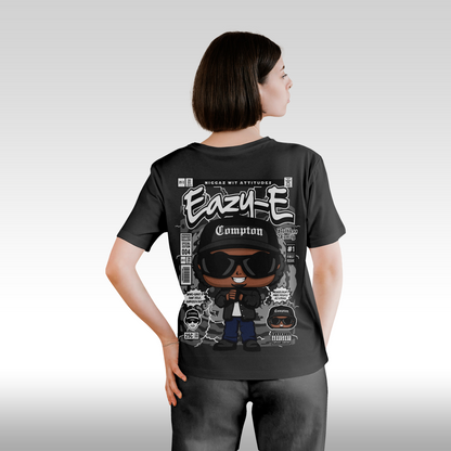 Tricou Negru personalizat bumbac Spate dama rap "Eazy-E" streetwear
