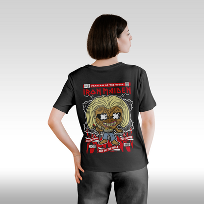 Tricou Negru personalizat bumbac Spate dama rock "Iron Maiden Funko" streetwear
