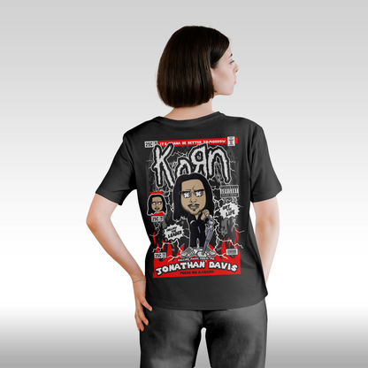 Tricou Negru personalizat bumbac Spate dama rock "Korn Funko" streetwear
