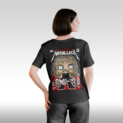 Tricou Negru personalizat bumbac Spate dama rock "Metalica Funko" streetwear
