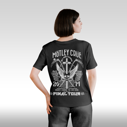 Tricou Negru personalizat bumbac Spate Dama rock "Motley Crue All Bad Things" streetwear