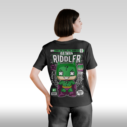 Tricou Negru personalizat bumbac Spate dama urban "Batman the Riddler" streetwear
