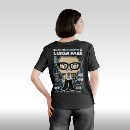 Tricou Negru personalizat bumbac Spate dama urban "Linkin Park" streetwear
