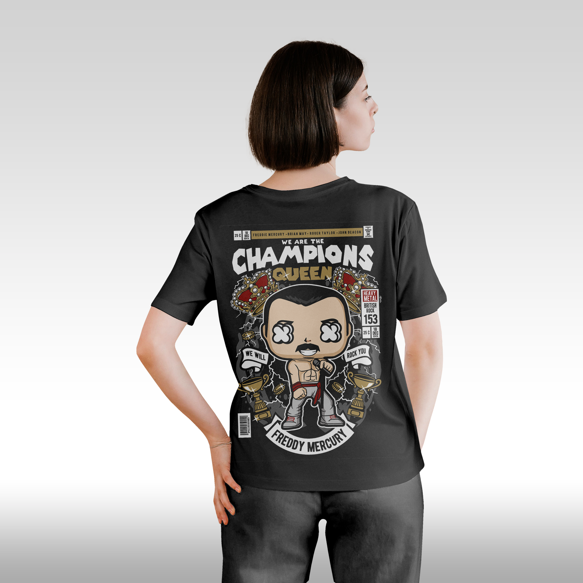 Tricou Negru personalizat bumbac Spate dama urban "Queen" streetwear
