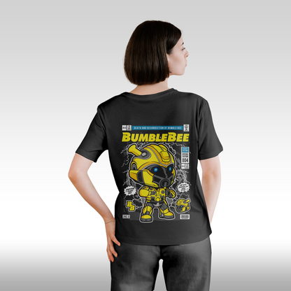 Tricou Negru personalizat bumbac Spate dama urban "BumbleBee" streetwear
