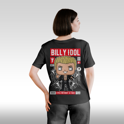 Tricou Negru personalizat bumbac Spate dama rock "Billy Idol" streetwear

