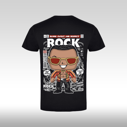 Tricou Negru personalizat bumbac Spate dwayne "The Rock Funko" streetwear