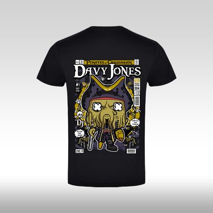 Tricou Negru personalizat bumbac Spate pirates "David Jones" streetwear
