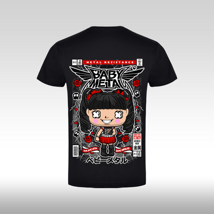 Tricou Negru personalizat bumbac Spate rock "Baby Metal" streetwear
