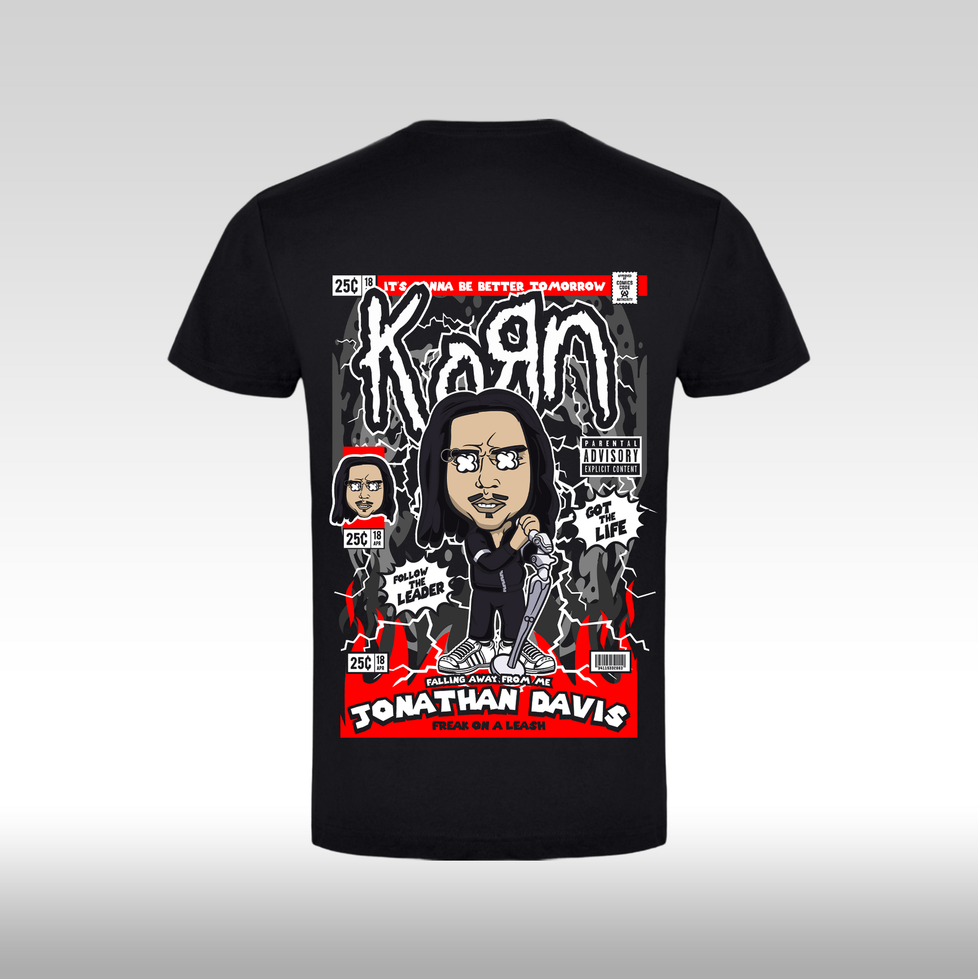 Tricou Negru personalizat bumbac Spate rock "Korn Funko" streetwear
