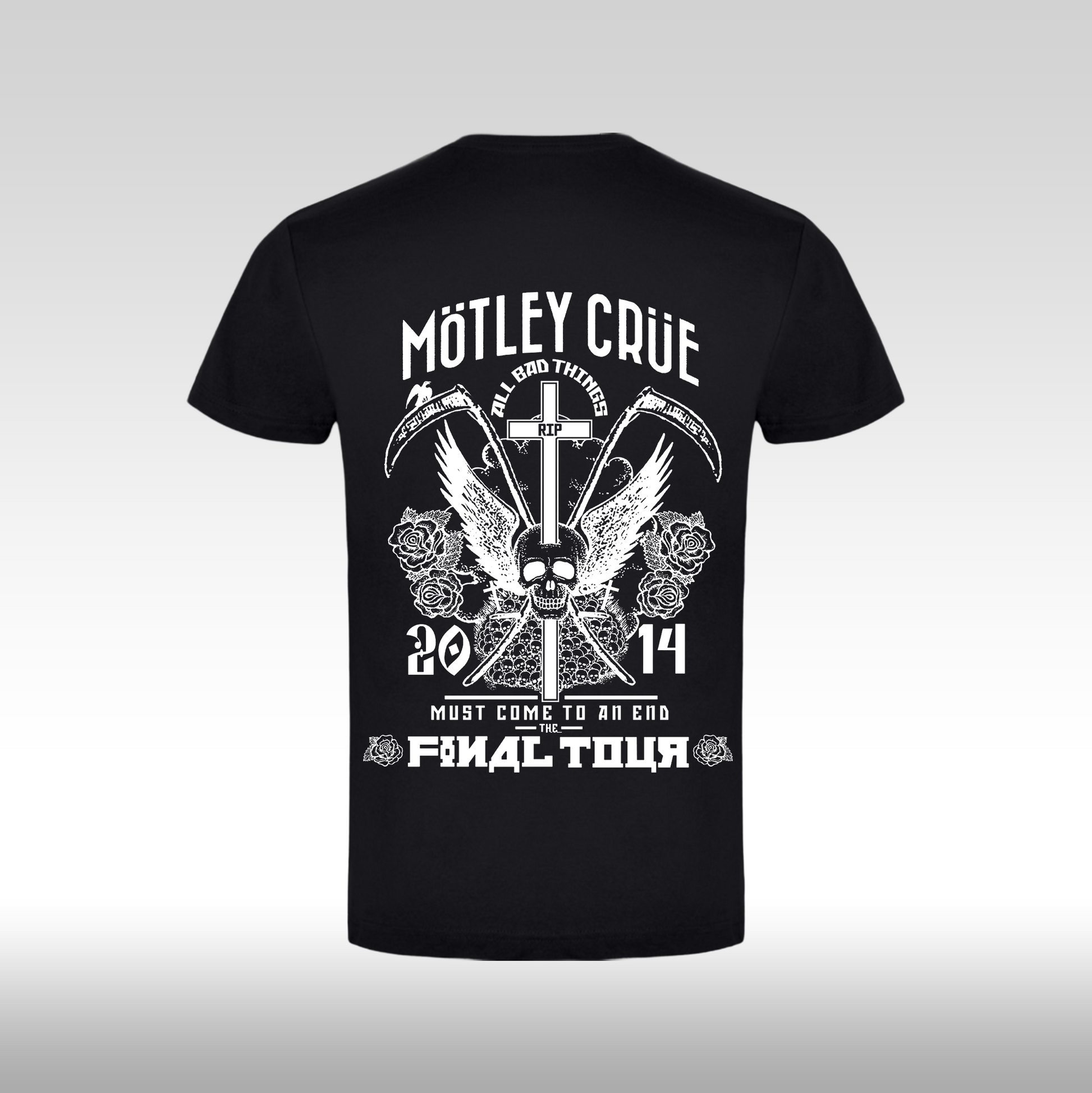 Tricou Negru personalizat bumbac Spate rock "Motley Crue All Bad Things" streetwear