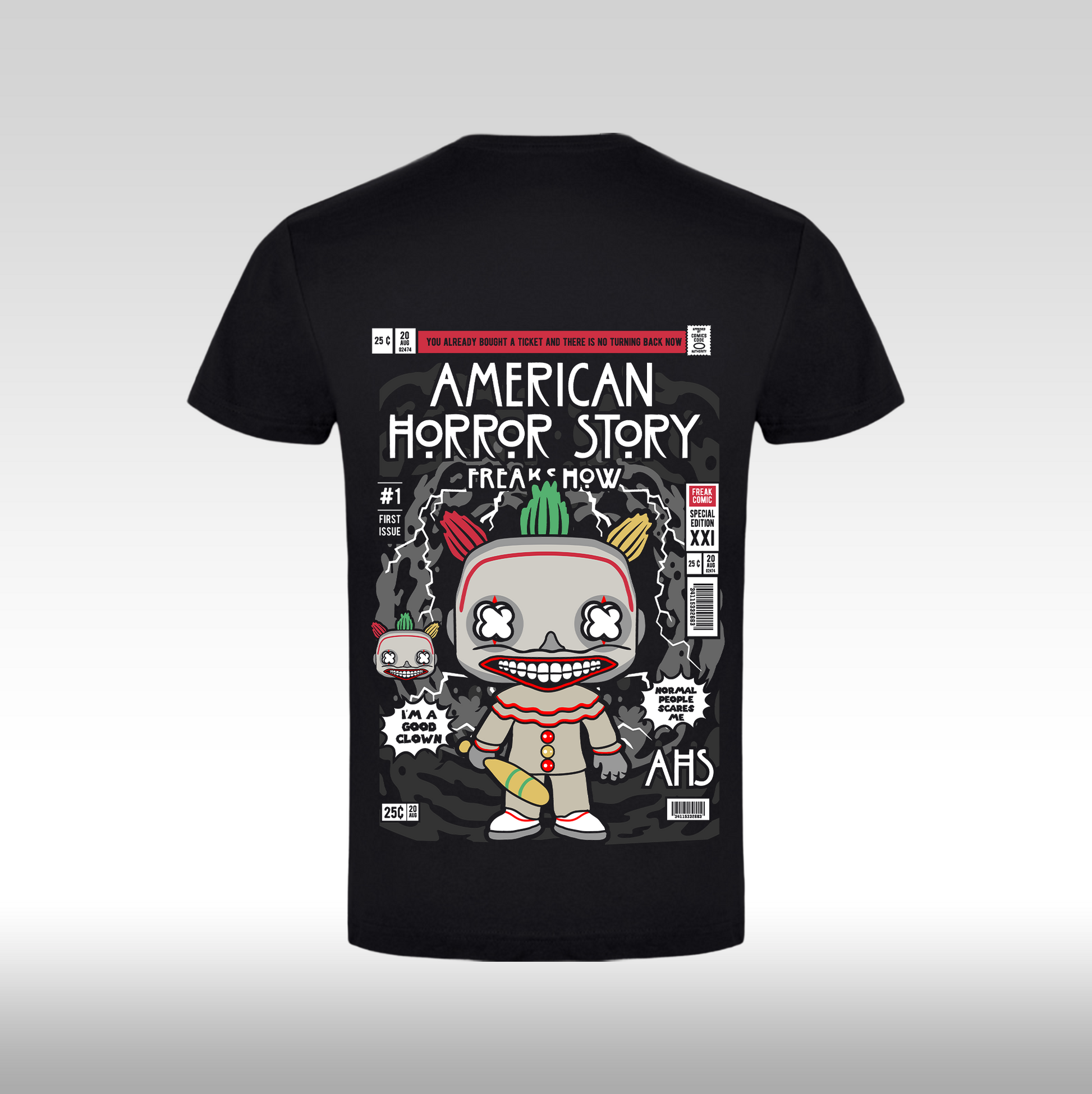 Tricou Negru personalizat bumbac Spate urban "American Horror Story" streetwear
