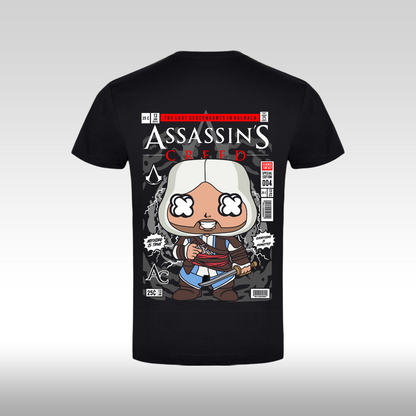 Tricou Negru personalizat bumbac Spate urban "Assassin's Creed" streetwear