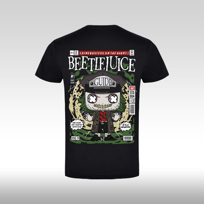 Tricou Negru personalizat bumbac Spate urban "Beetlejuice" streetwear