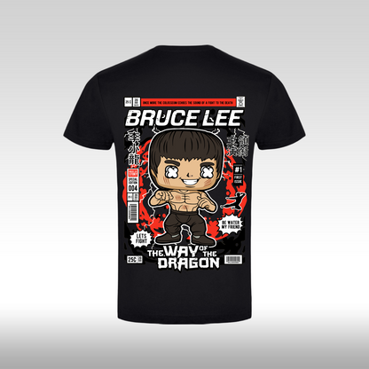 Tricou Negru personalizat bumbac Spate urban "Bruce Lee" streetwear
